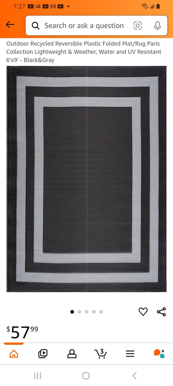 New Grey And Black Outdoor Area Rug