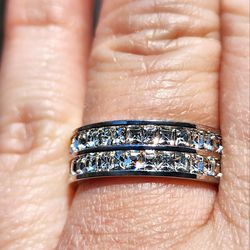 Cubic Zirconia Stainless Steel Band Ring