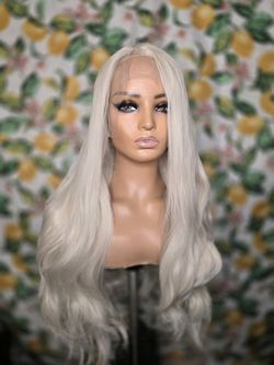 30" platinum blonde synthetic hair wig lace front 13x4 new  wavy