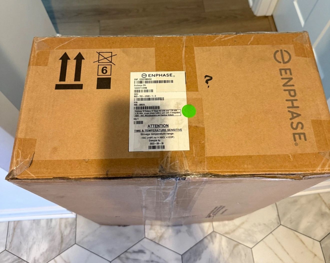 Enphase B03-T01-US00-1-3 IQ Battery 3T Base Kit w/1 3.36kWh 1.28kVA Battery Unit