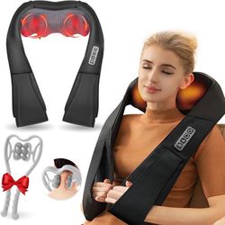 new Neck Massager for Pain Relief Deep Tissue - Back Massager Deep Tissue Kneading Massager with Heat,Electric 4D Massage Pillow,Shiatsu Back and Neck