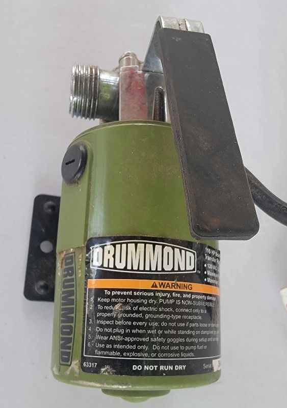 Water Transfer Pump Drummond 1/10 HP Non-Submersible 320 GPH With Hose Tasted