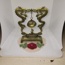This Item Is A Decorative Incense Burner, Featuring A Dual Dragon Frame & A Hanging Cencer.