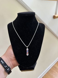 Sterling Silver Rope Chain And  Barbershop Pole Pendant 