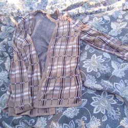Croft & Barrow Plaid Cardigan - Brown & Cream 