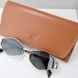 Celine Triomphe Geometric Sunglasses in Silver 