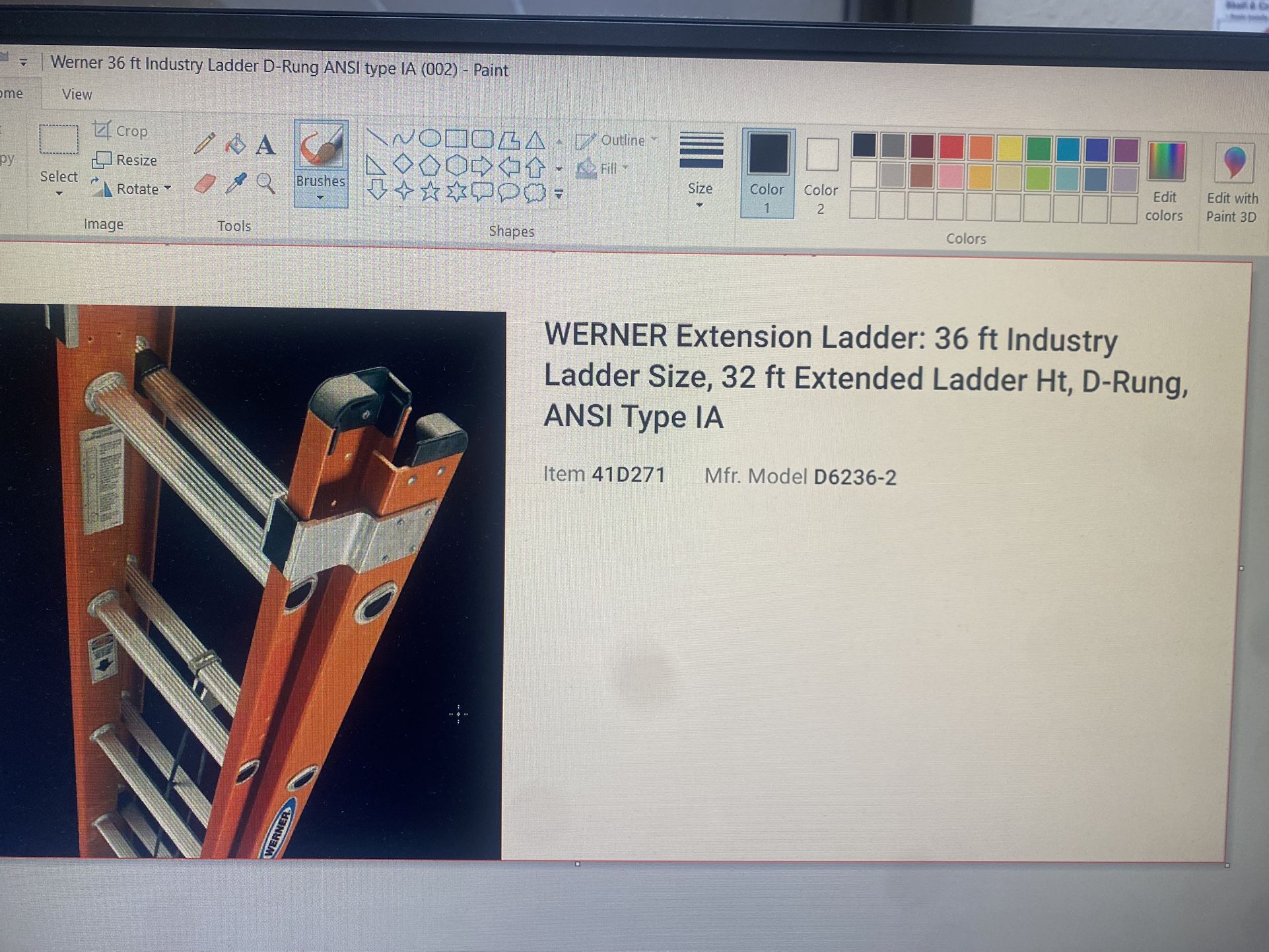 Werner 36 Foot Industry Ladder ANSI Type  IA $750 OBO