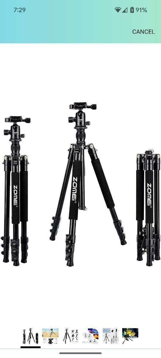 Zomei Q555 62.5'' Camera Tripod + 2 Free ARCA Tripod Feet