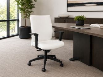 6 SitOnIt Sona White Leather/Vinyl Conference Office Chairs
