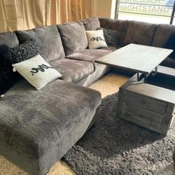 Ballinasloe Smoke, Gray, Platinum Huge Sectional Sofa Chaise 