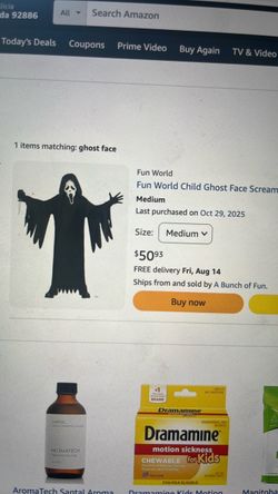 Ghost Face Costume, Size M (8-10)