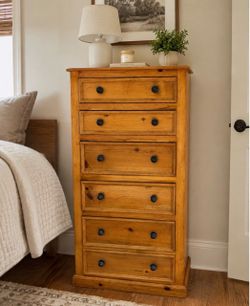 Tall Solid Wood 6-Drawer Dresser / Chest of Drawers – Rustic Pine