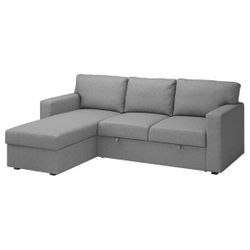 IKEA BARSLOV 3-seat sleeper sofa with chaise, Tibbleby beige/gray