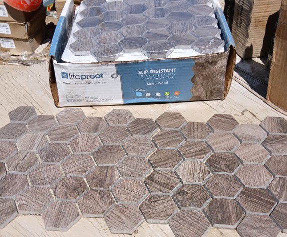 Porcelain Mosaic Hexagonal Woodgrain Tile