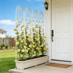 4 Pack Metal Garden Trellis 71" x 19.7" Rustproof Trellis for Climbing Plants Outdoor Flower Support Cream White