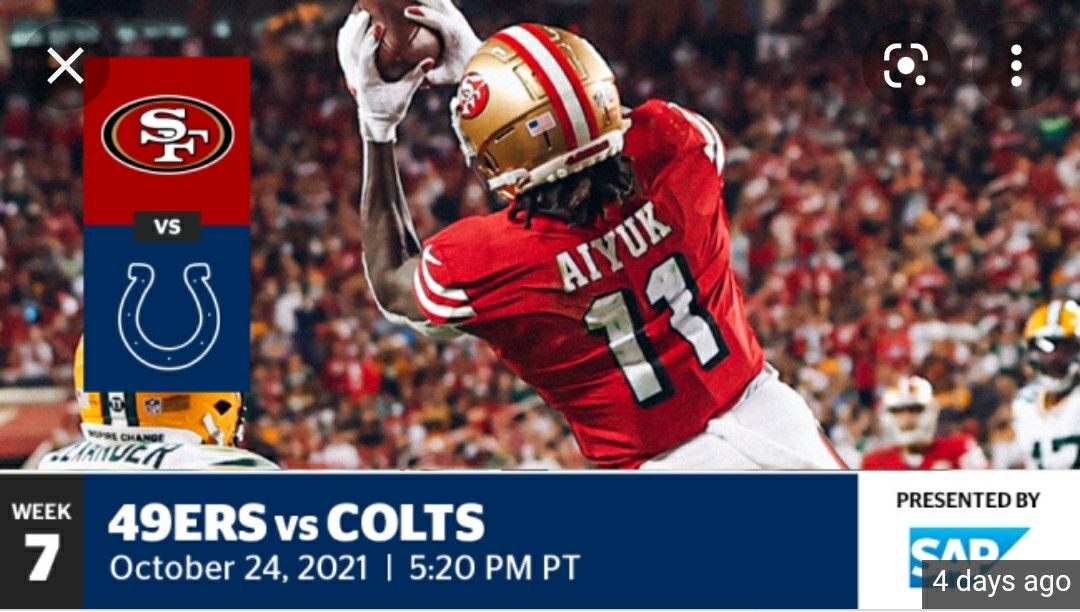 49ers Vs Colts 2 Tickets 