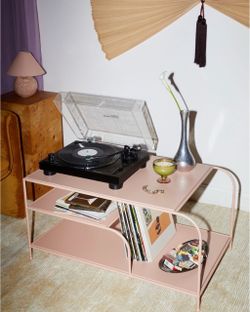 Dusty pink coffee/record table