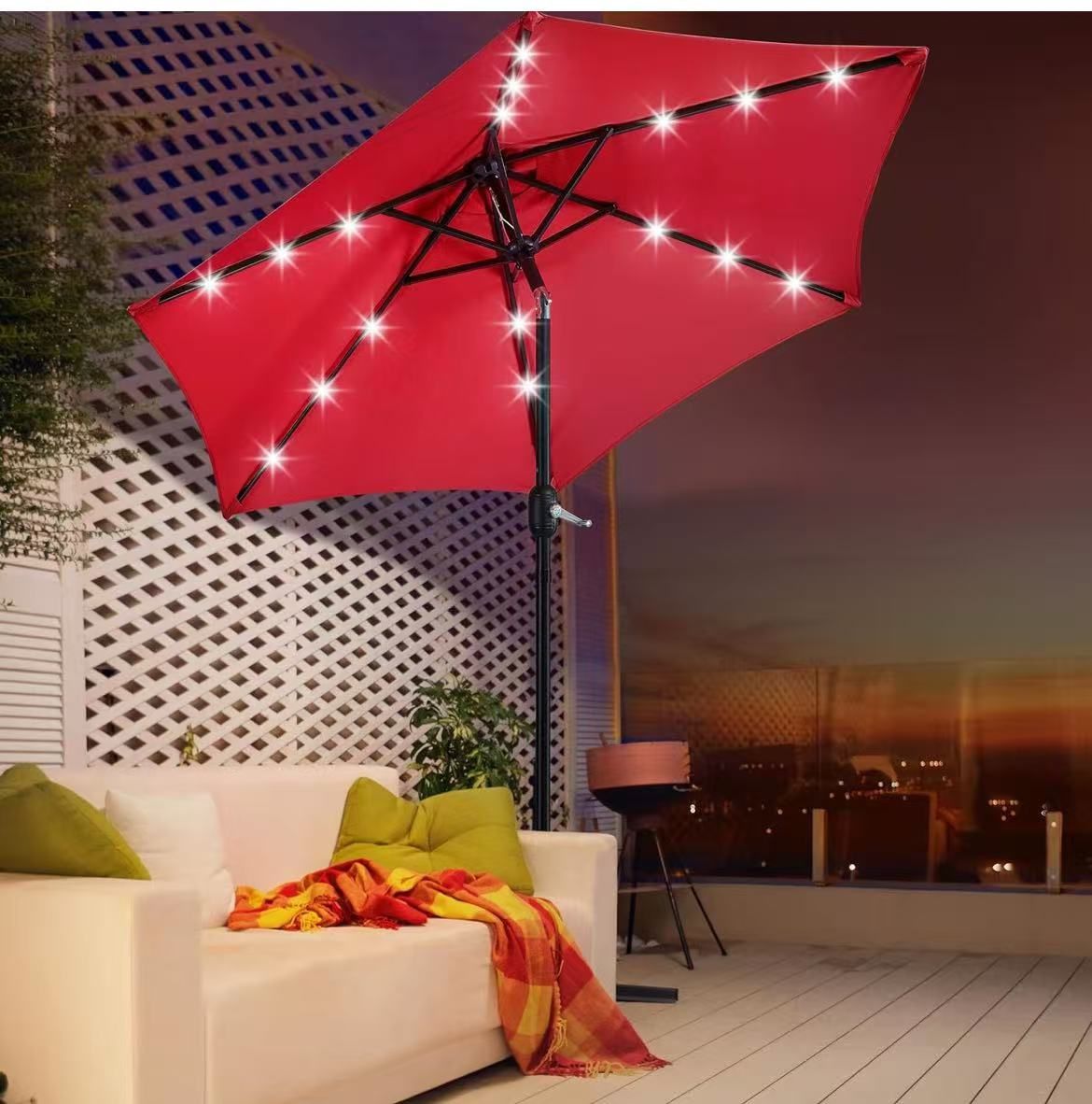 7.5ft Solar Powered Patio Umbrella