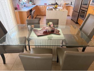 72 in*42inch glass dinning table with white base
