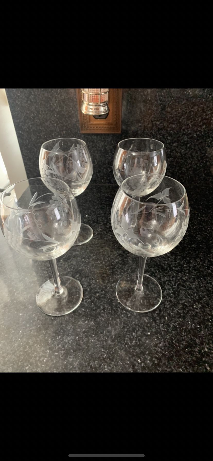 4 Copas Finas Antiguas Talladas De Cristal 