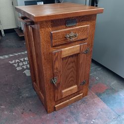 Vintage White Clad Oak Icebox Cabinet