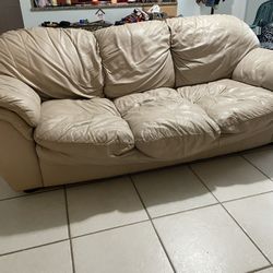 Beige Leather Couch
