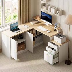 ❤️🔥 63-inch L-shaped executive desk with drawers and stand$120 box 📦