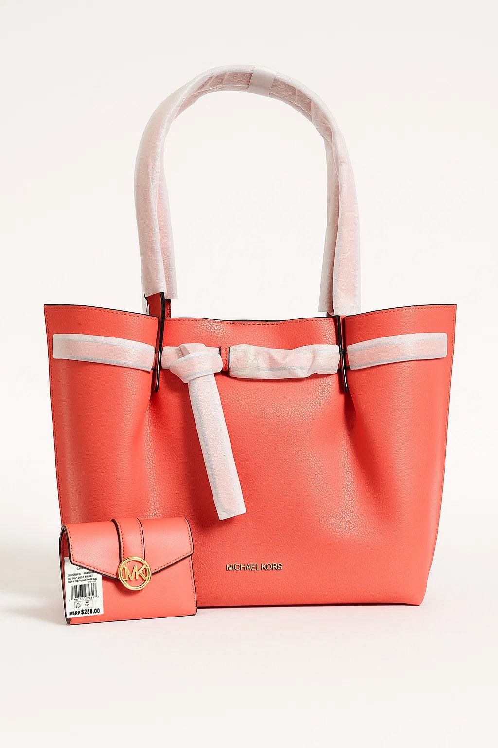 Michael Kors Emilia Tote + Carmen Wallet - GRAPEFRUIT - NEW with Tags