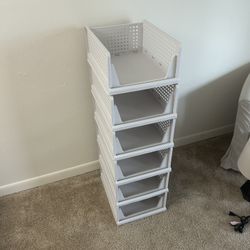 6 Pack Stackable Closet Organizer Storage Basket