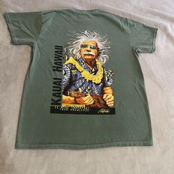 Vintage Kauai Hawaii Shirt Men Medium Green Albert Einstein Streetwear Y2K Tee
