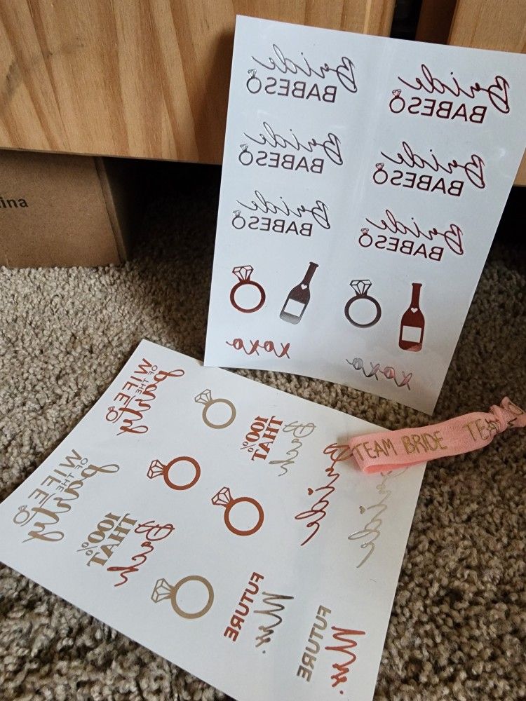 Wedding- Bridal or Bachelorette Party Temporary tattoos