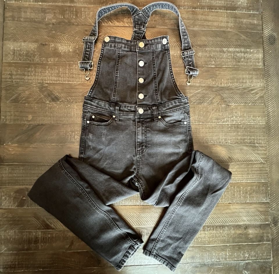 Overalls Women Junior Sz 3 Black Distressed Denim