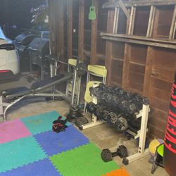 Dumbbell Rack Set (470LB) And Bench With Weights 