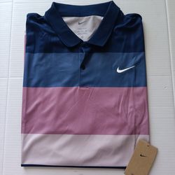 Size XXL Nike Men's DF Victory Bold Stripe Golf Polo Shirt Purple