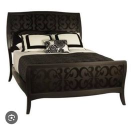 Belle Noir Dark Merlot wood Queen Bed from Rooms to go dark brown almost black