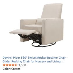 Title: DaVinci Piper 360° Swivel Glider Recliner Chair – Cream 
