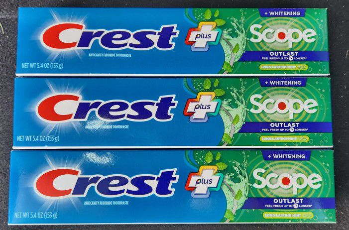 (3) Crest Scope Toothpaste, 5.4 oz each