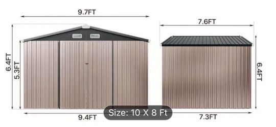 Sale Brand New 10x8 Feet Metal Shed Storage Waterproof brown color Storage
