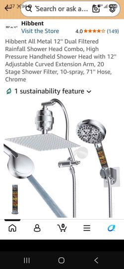 Hibbent All metal 12" Rainfall Showerhead Combo w/ Handheld