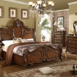 MASTER BEDROOM BED KING SIZE SET DRESSER MIRROR BED NIGHT STAND CHEST