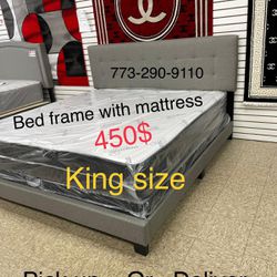 King size bed frame headboard mattress everything completely bed 