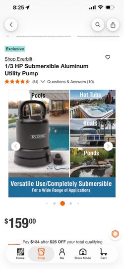 Everbilt 1/3 HP Submersible Aluminum Utility Pump