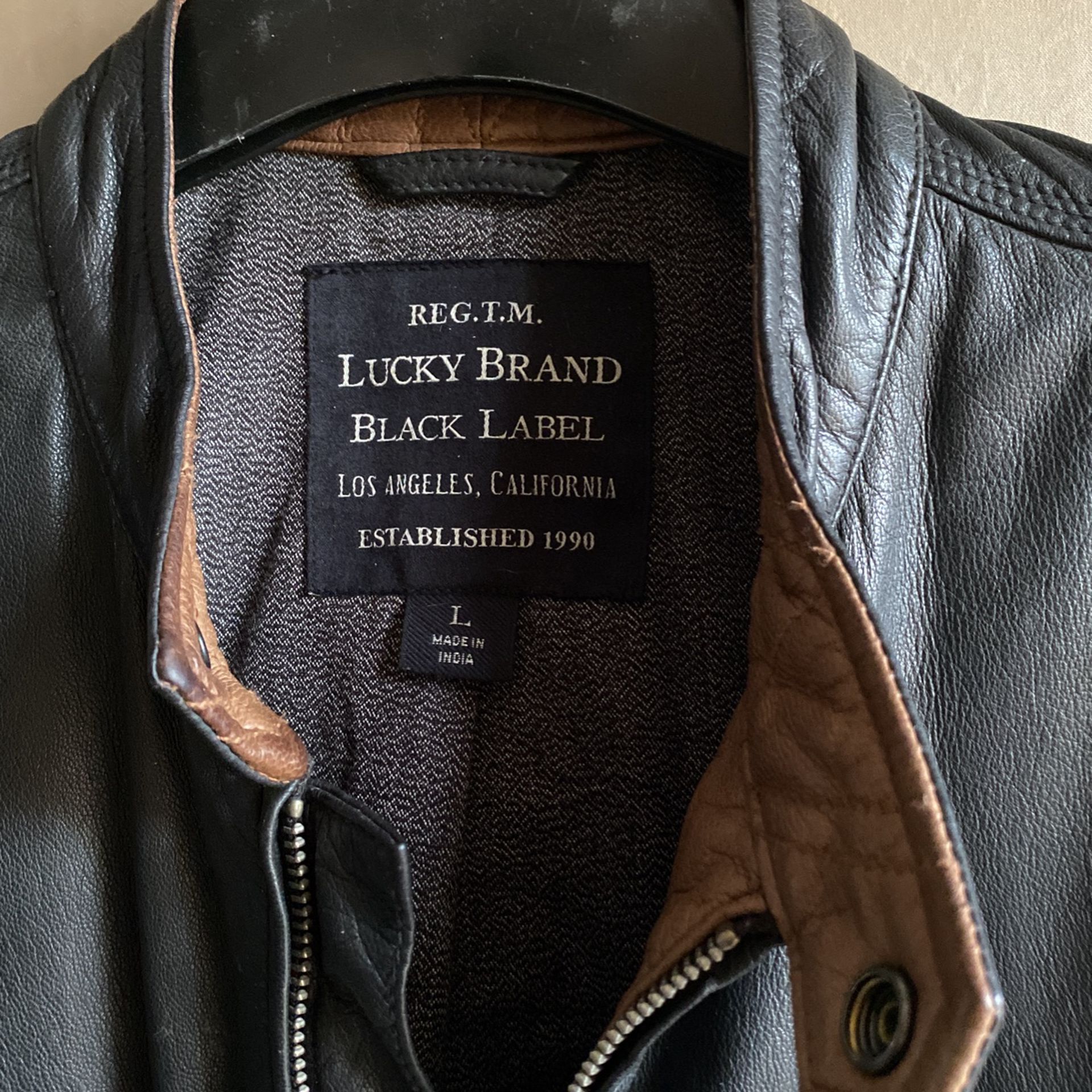 LUCKY BRAND **BLACK LABEL** Genuine Leather Jacket Men’s Large