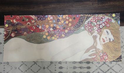 Large Gustav Klimt Sea Serpents II Art Nouveau Canvas Print By Ikea  Nude rare PJATTERYD