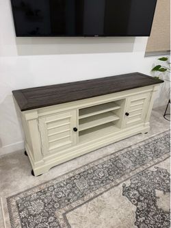 Laurel 64'' White & Gray Fully Assembled Storage TV Stand