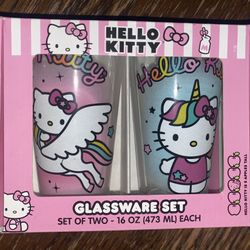 Hello Kitty Set Of Two Glassware Set Brand New