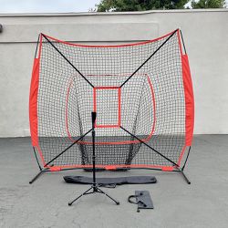 New $65 Baseball Softball (7x7’ Net & Ball Tee Set) Practice Hitting & Pitching Net w/ Carry Bag 