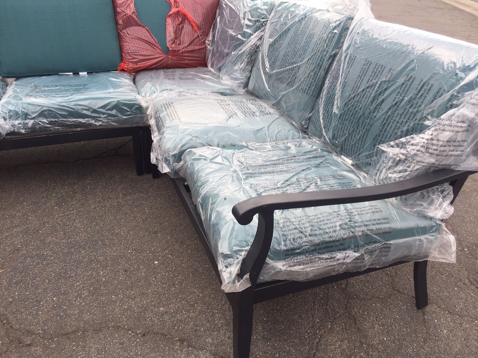 Hampton Bay Riley 3Piece Metal Outdoor Sectional Set with Charleston