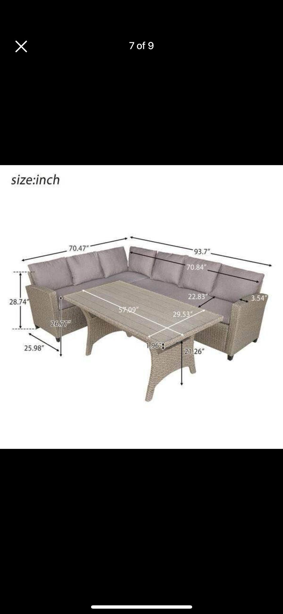 Patio Furniture Set With Center Table Cushion Comes In 3 Box