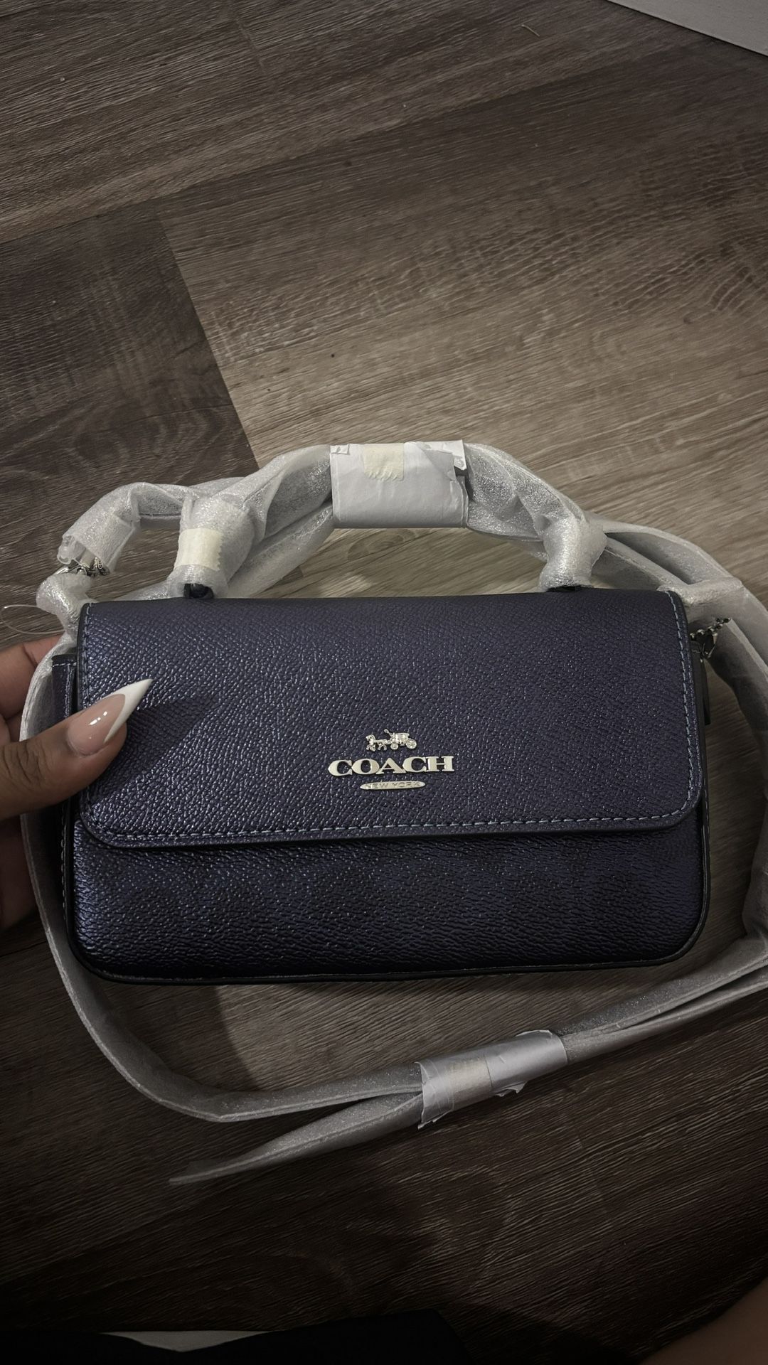 Metallic Blue Cross Body Mini Coach Bag Brand New Never Worn